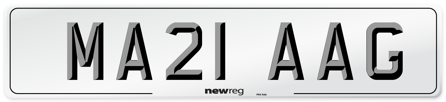 MA21 AAG Number Plate from New Reg